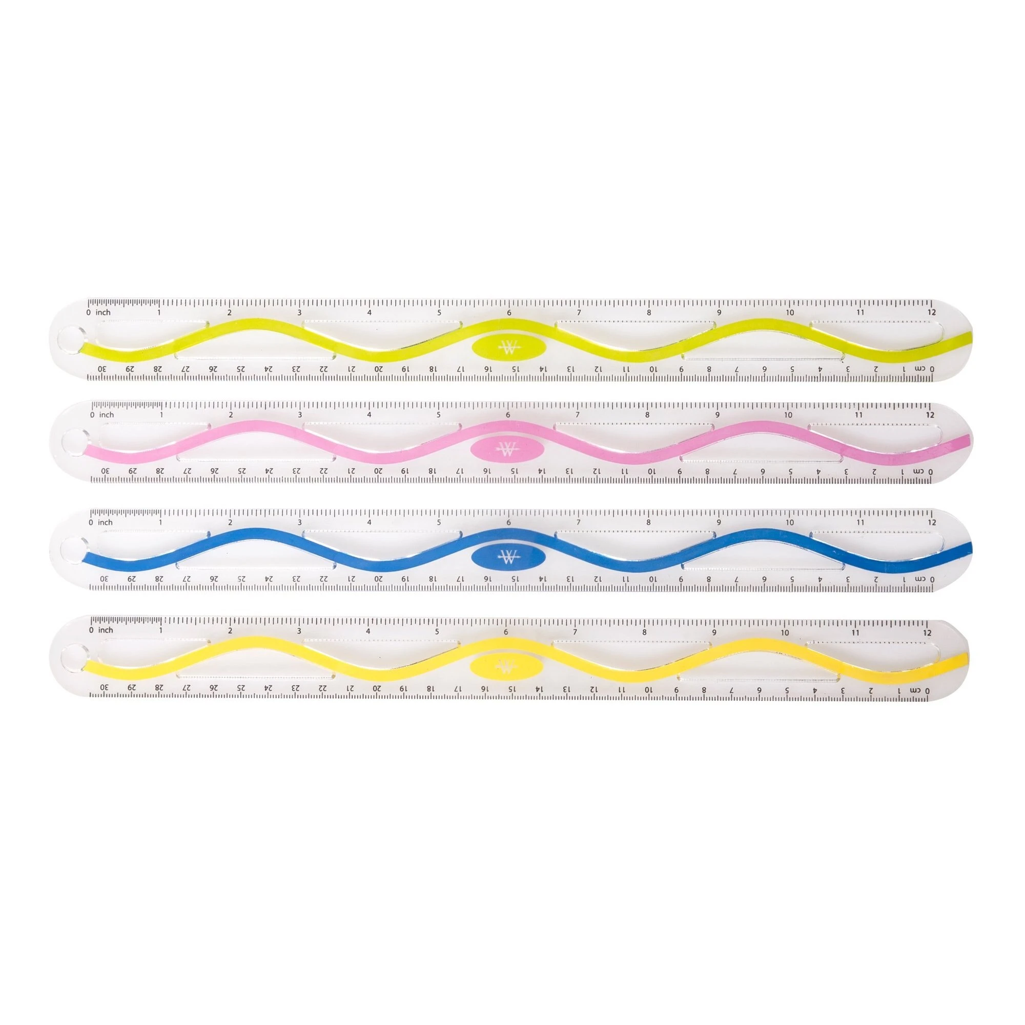 Rulers, 12 Inch Plastic Wave Ruler, Asst