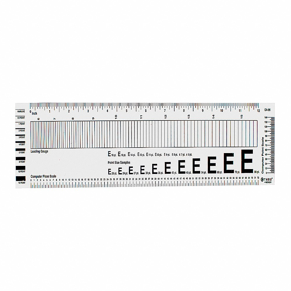 Ruler, Plastic, Lined, 16ths, 13-3/4in