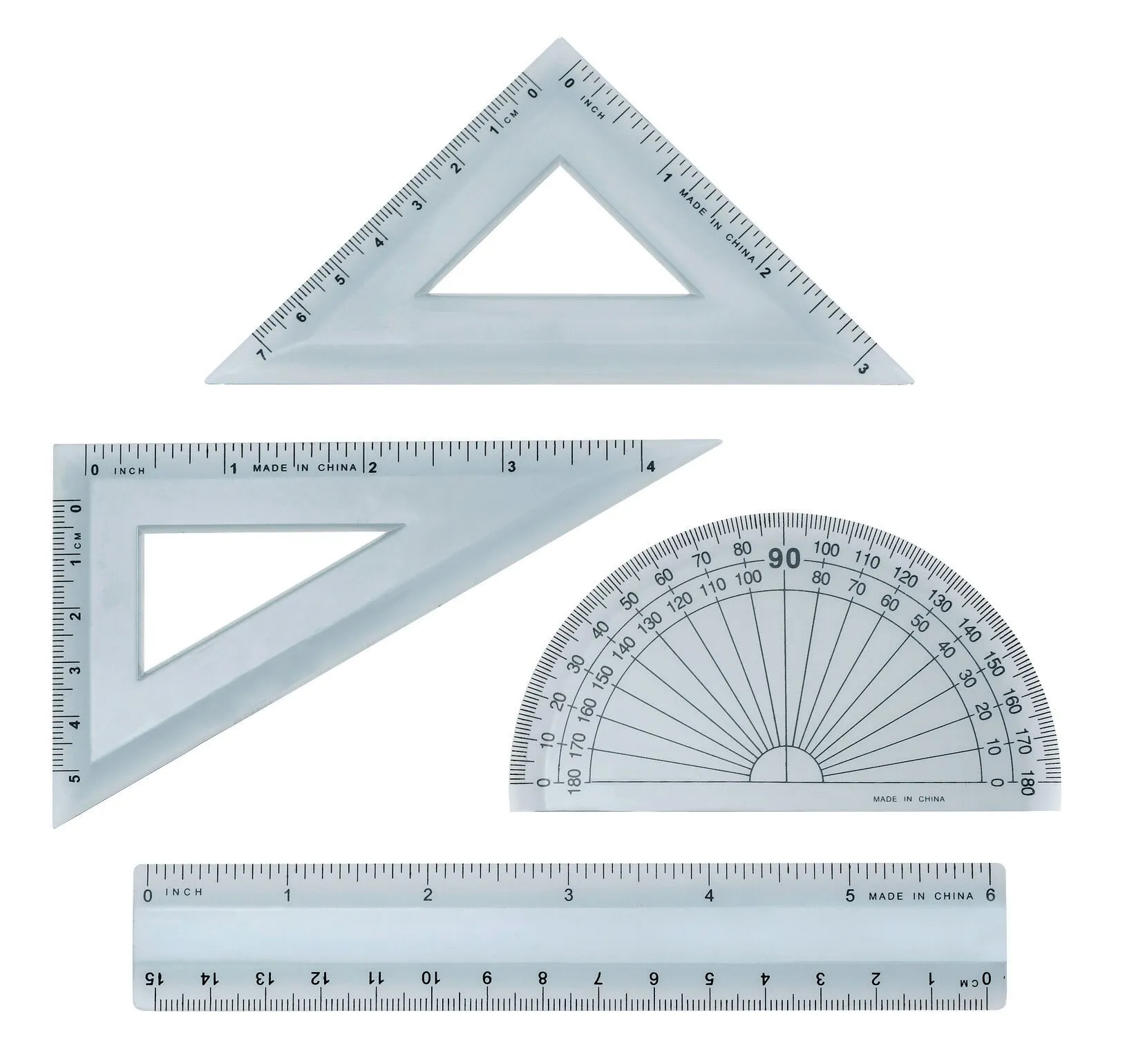Math Sets, 6 Inch /15 cm Ruler Combo Set