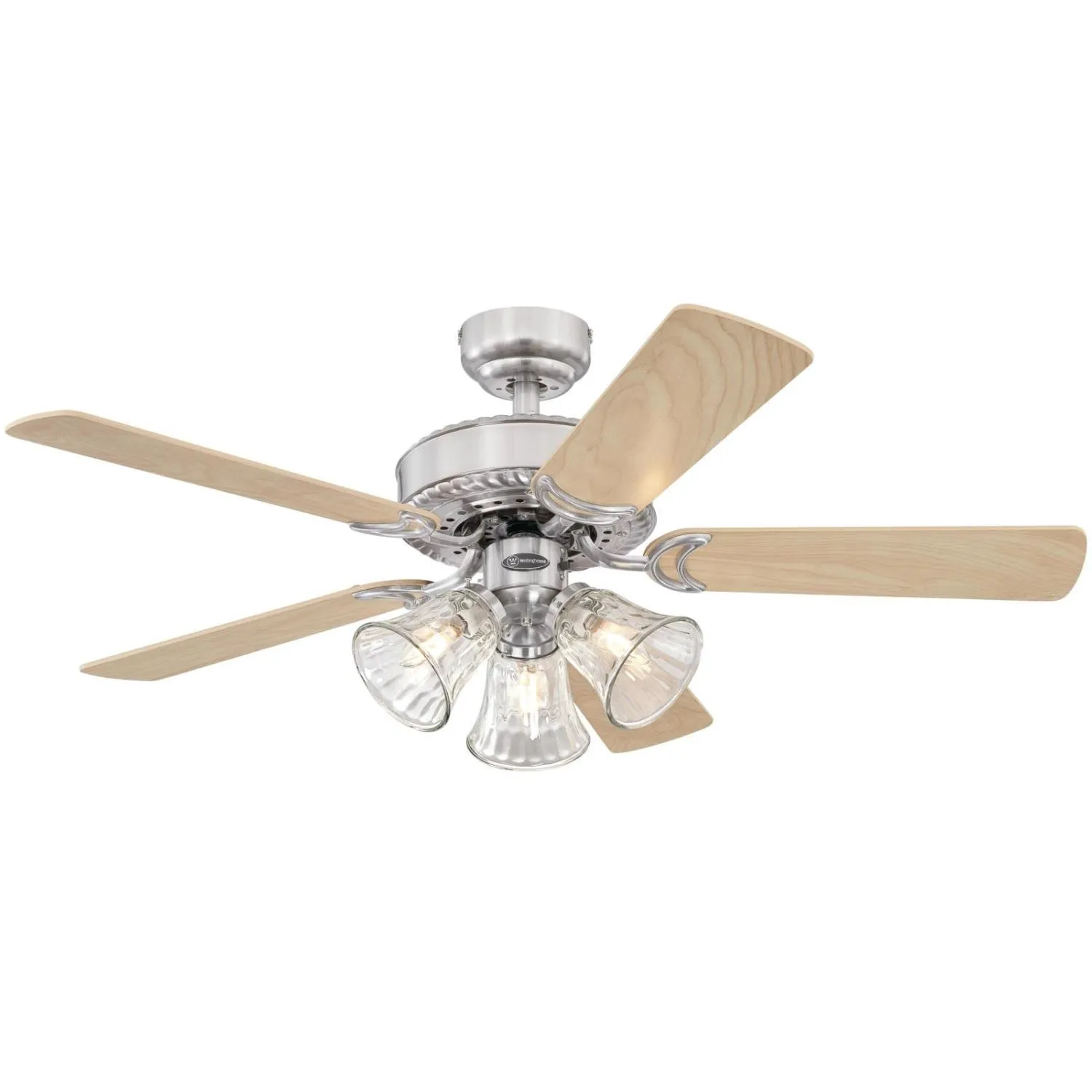 Newtown 42 Inch 5-Blade Nickel Indoor Ceiling Fan w/Dimmable LED Light