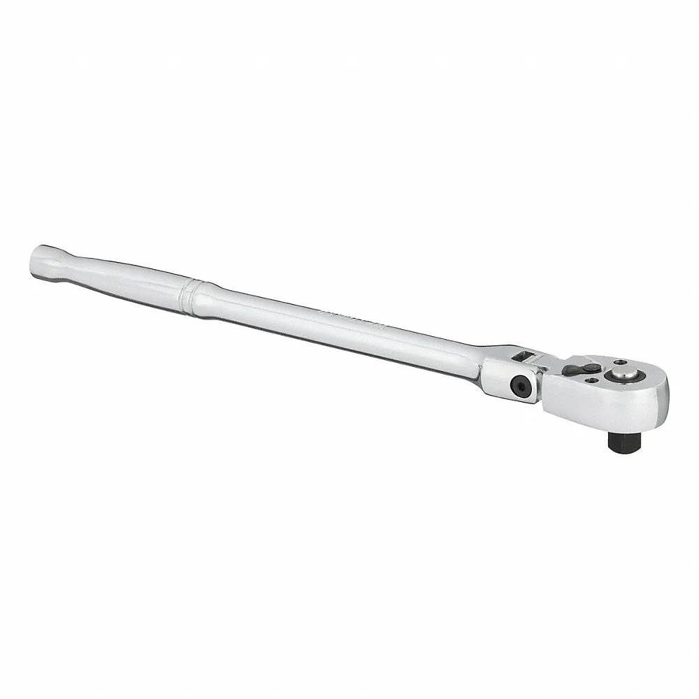 WESTWARD 1NUD5 Hand Ratchet, Pear, Reversing, 9 1/2 Inch Overall Length, Chrome, 5 Deg Min Arc Swing, Std | CU9ZWK