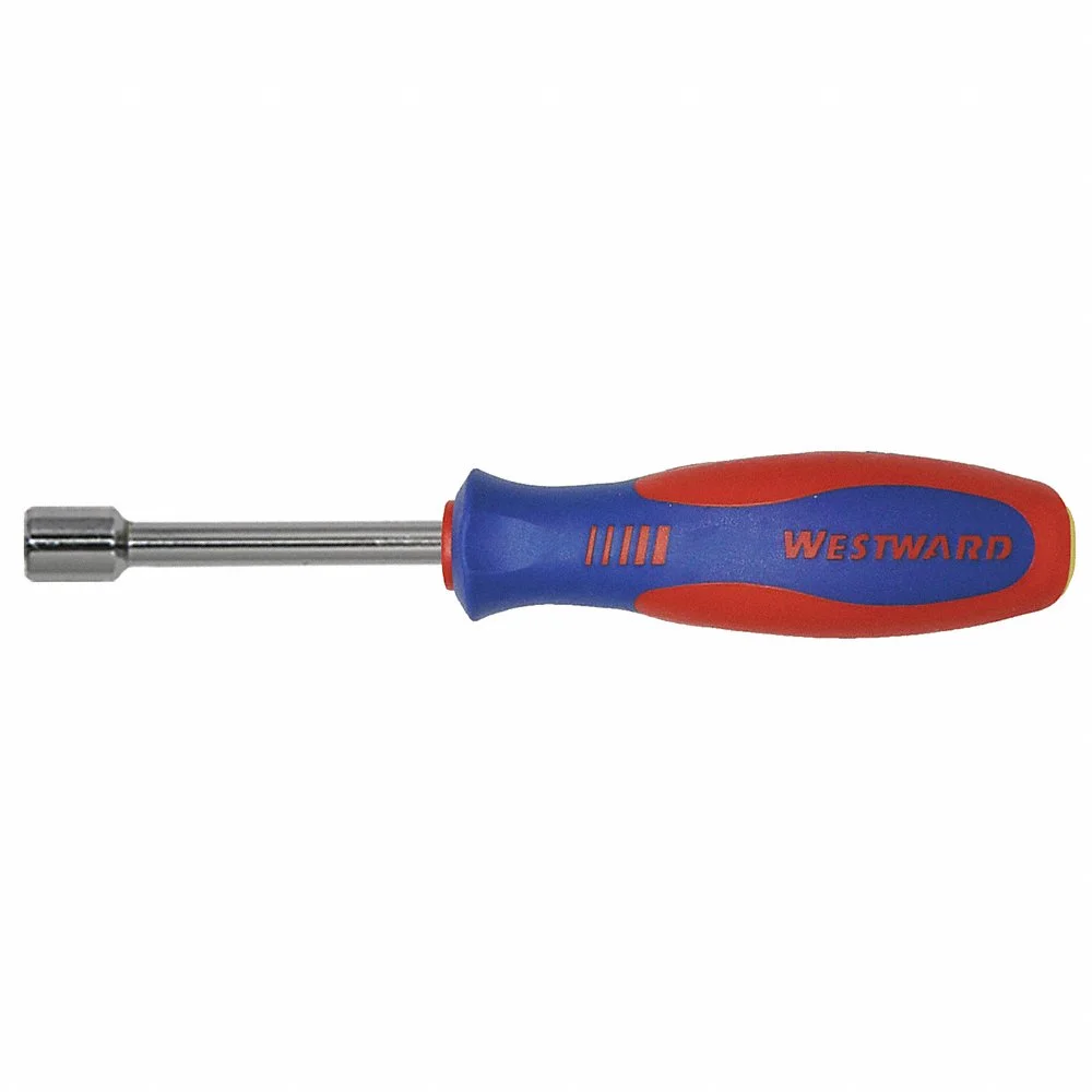 WESTWARD 401L44 Hollow Round Shank Nut Driver, 8 mm Tip Size, 7 1/2 Inch Overall Length | CU9YCQ