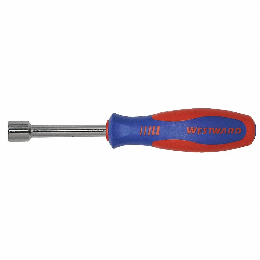WESTWARD 401L46 Hollow Round Shank Nut Driver, 10 mm Tip Size, 7 1/2 Inch Overall Length | CU9YDJ