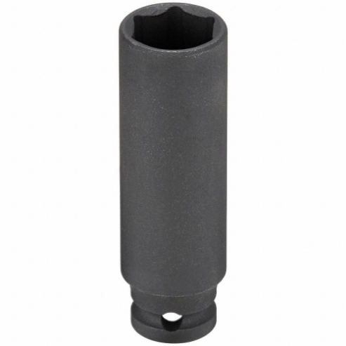 Impact Socket, 1/4 Inch Drive Size, 12 mm Socket Size, 6-Point, Deep, Black Oxide, Metric