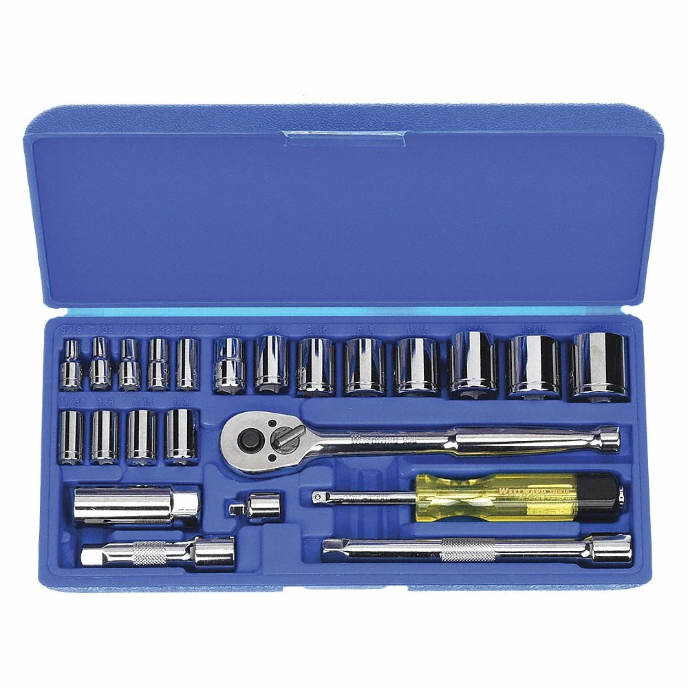 WESTWARD 4PL99 Socket Wrench Set, 3/16 Inch To 7/8 Inch Socket Range, 1/4 Inch Drive | CH6KDH