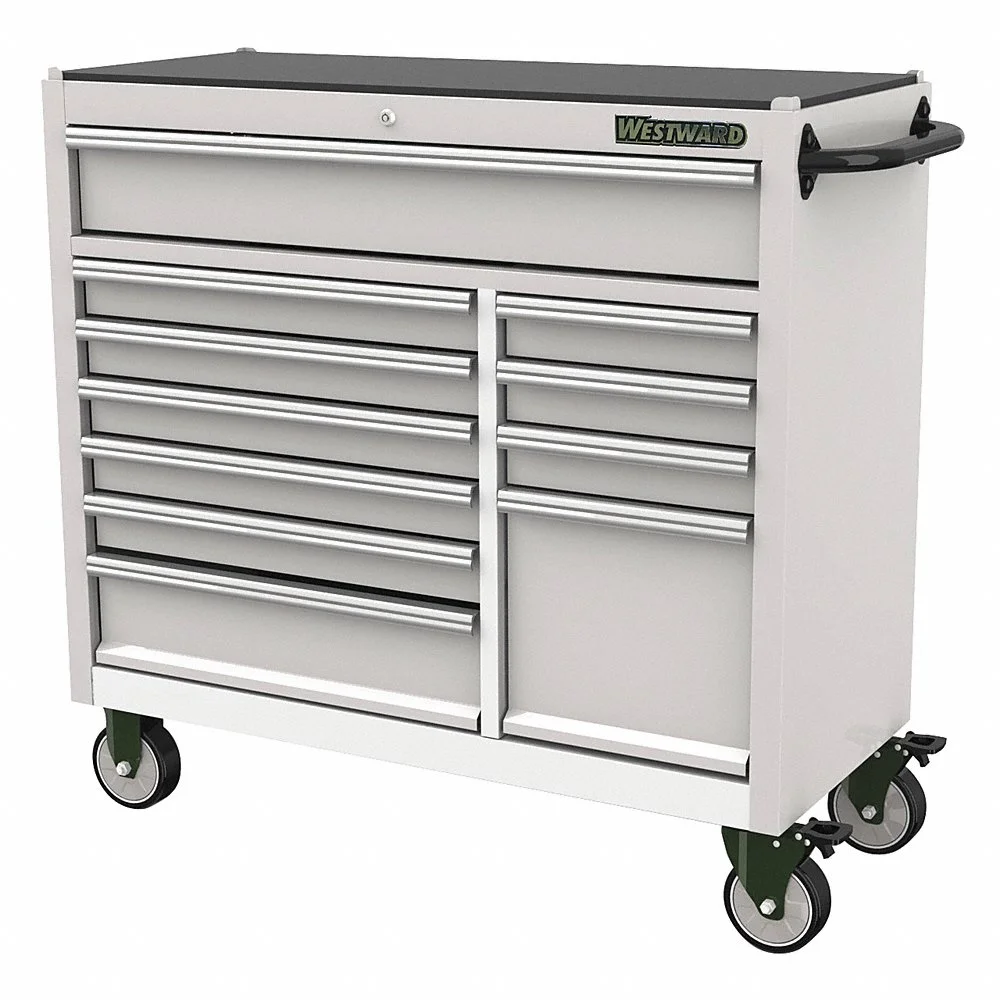 WESTWARD 53RH52 Rolling Tool Cabinet, Silver, 42 Inch Width X 18 7/8 Inch Depth X 40 Inch Height, Silver | CU9ZXZ