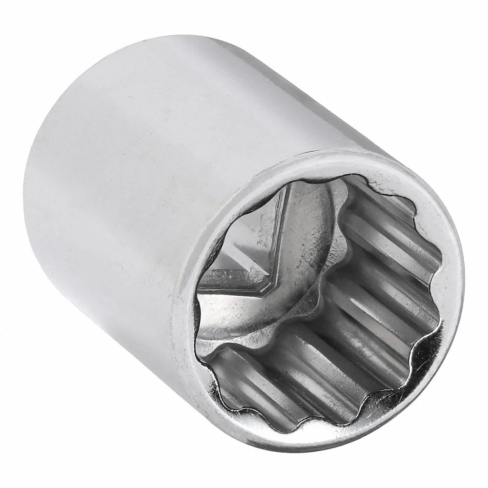 WESTWARD 53YR06 Socket, 1/2 Inch Size, 1 Inch Length, 12 Point, Chrome Finish, Steel | CH3PXJ 53YR06
