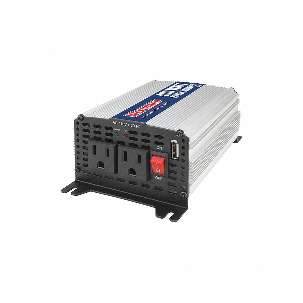 Inverter, 2 Outlets, 400W Nominal Output, 3 Prong Outlet Type