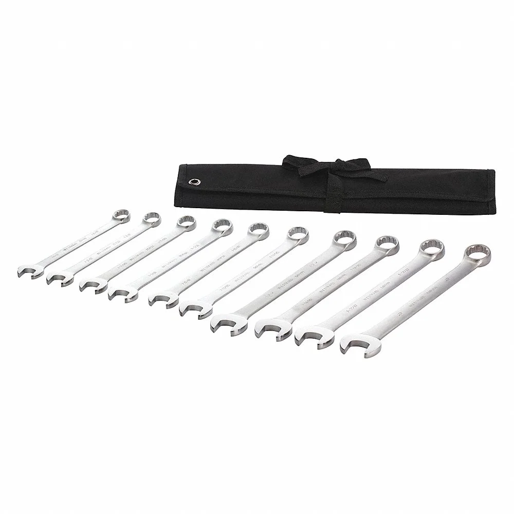 WESTWARD 54DG02 Combination Wrench Set, Alloy Steel, Satin, 10 Number Of Tools | CH6KGC