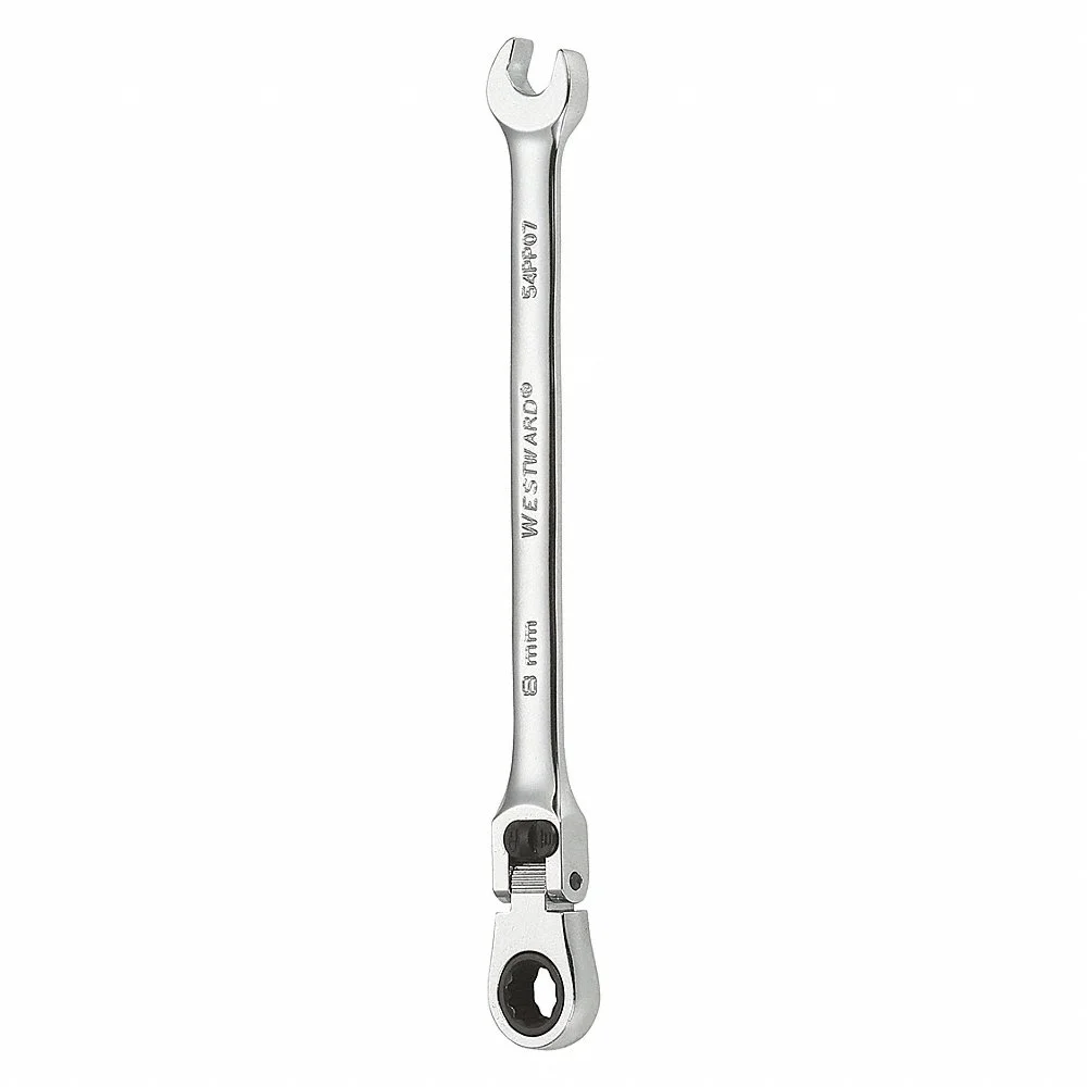 GRAINGER 54PP07 Ratcheting Wrench, Alloy Steel, Chrome, 8mm Head, 5 3/4 Inch Length | CH6TGA