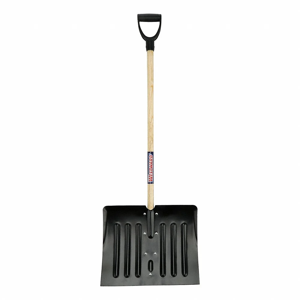 WESTWARD 6YU43 Snow Shovel, 18 Inch Blade Width, Wood, 37 Inch Handle Length, D-Grip | CV2AAV