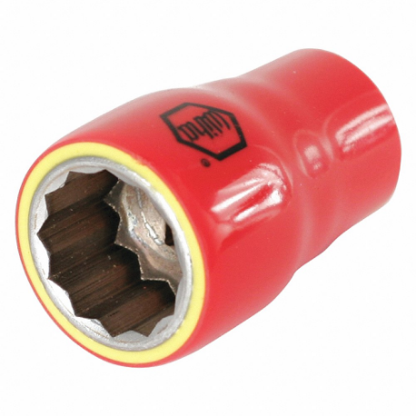WIHA TOOLS 31613 Insulated Socket, 1/2 Inch Drive Size, 13 mm Socket Size, 12-Point, Std, Chrome | CV3PXX 53KF93
