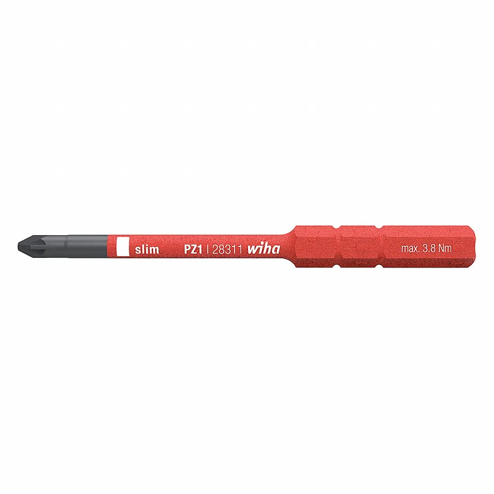 Insulated Screwdriver Blade, #1 Fastening Tool Tip Size, 2 61/64 Inch Overall Bit Length