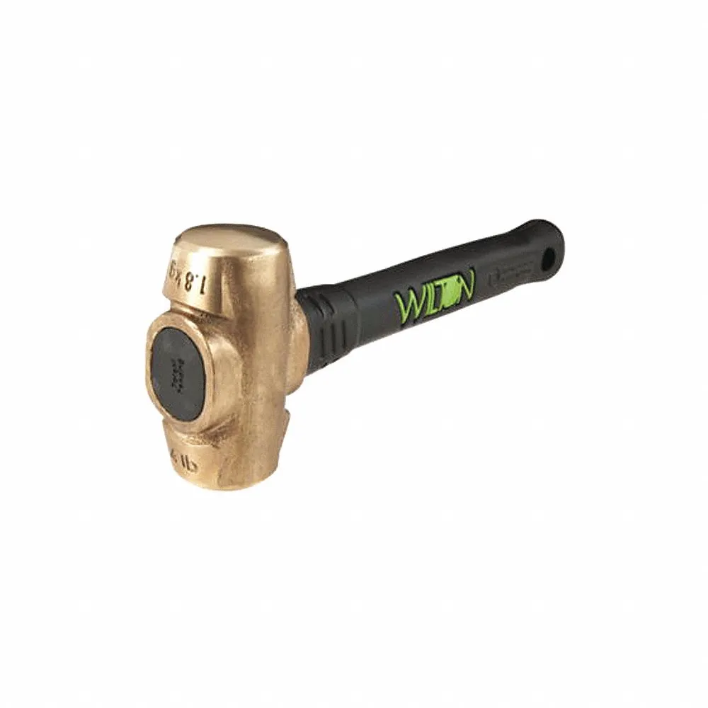 Soft-Face Sledge Hammer, Brass, Steel Handle, 8 lb Head Wt, 2 Inch Dia