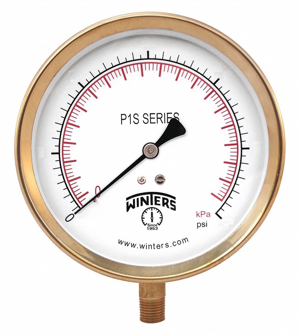 WINTERS INSTRUMENTS P1S560 Vacuum Gauge, -30 In To 0 Inch Hg Range, 1/4 MNPT, +/-1% Gauge Accuracy | CH6QUQ 491F91