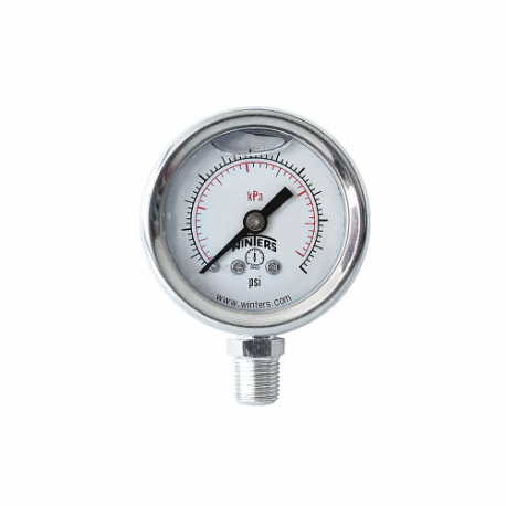 WINTERS INSTRUMENTS PFQ1211 Industrial Pressure Gauge, 0 To 2000 Psi, 1 1/2 Inch Dial, Bottom, Dual | CV3RRG 491D73