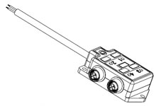 WOODHEAD 1201150046 Molded Junction Box, Molded Cable, Side Mount, Single Keyway, 4 Ports, PNP, 5.0m | CH3CRQ 803P401