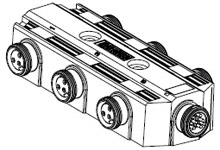 WOODHEAD 1300600012 Junction Box, 3 Pole Female, 6 Ports with 8 Pole Male Connector | CH3ALW 409P601