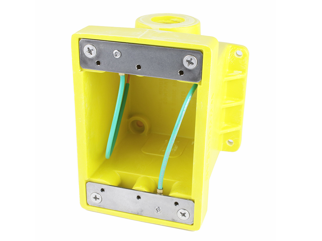 WOODHEAD 1301280114 Multiple Outlet Box, 12.7mm Threaded Opening, Polyester, Yellow | CH2HUB 452CR