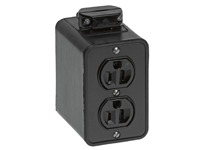 WOODHEAD 1301370099 Multiple Outlet Box, Black, 2 Side Duplex Receptacle, Cord Clamp, Duplex Cover Plate | CH2AEK 3000-1BLK