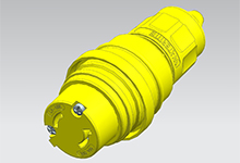 WOODHEAD 1301460091 Connector with Locking Blade, 2 Pole/2 Wire, 125V, Silicone Husk | CH2FFW 25W04MB