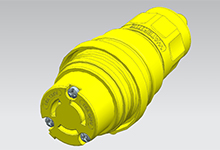 WOODHEAD 1301460094 Connector with Locking Blade, 3 Pole/3 Wire, 15A/125V, Silicone Husk | CH2FFU 25W07MB