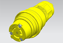 WOODHEAD 1301460097 Connector with Locking Blade, 2 Pole/3 Wire, 277V, Silicone Husk | CH2FFT 25W34MB