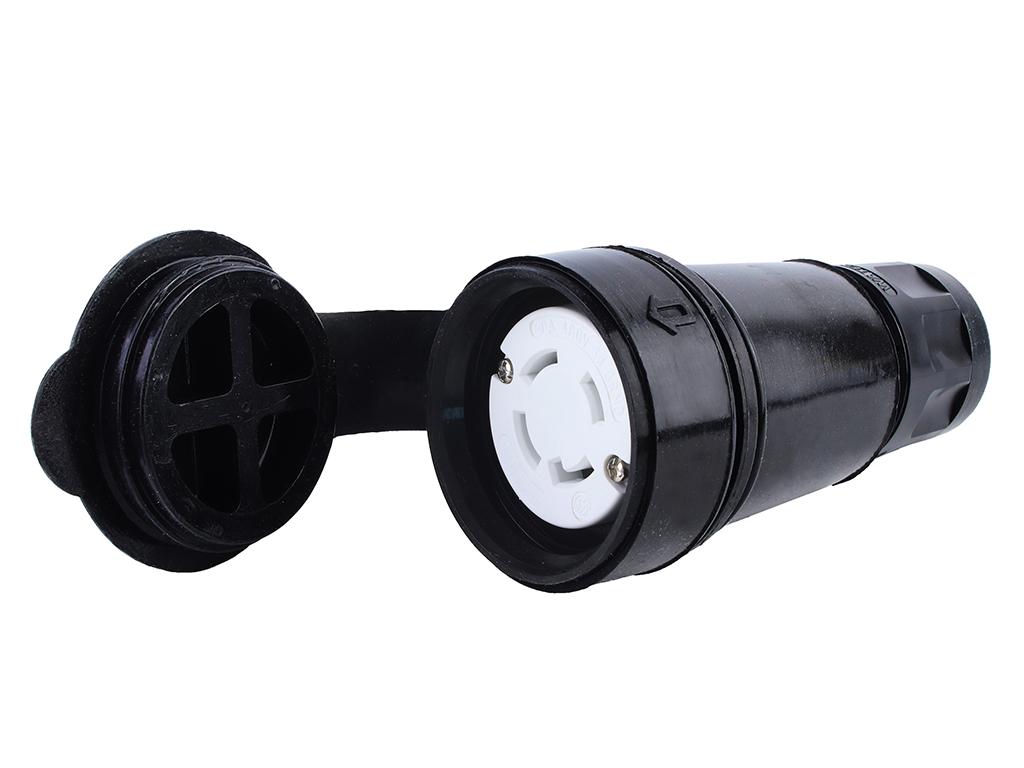 WOODHEAD 1301470109 Extra Hard Outdoor Connector, Locking Blade, 3 Pole/4 Wire, 480V, Black | CG9ZTN 29W76BLK