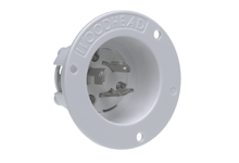 WOODHEAD 1301490017 Flanged Inlet with Locking Blade, 2 Pole/3 Wire, 250V | CH2FHL 2449MB