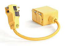 WOODHEAD 1301530081 GFCI Power Cord, Right Angle, Outlet Box, Double Duplex, Fliplid, 15A, 120V, 7.62m | CH2DHH 15053W-25