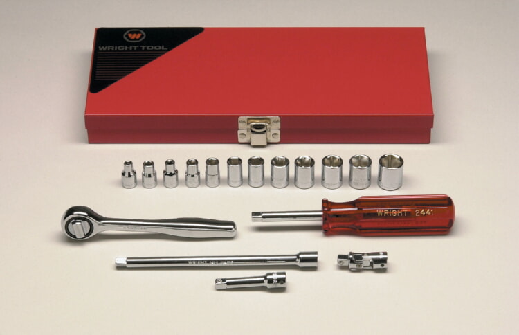 WRIGHT TOOL 221 Standard Metric Socket Set, 1/4 Inch Drive, 6 Point, Pack Of 17 | AX3EKB