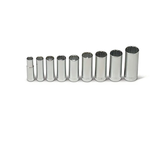 WRIGHT TOOL 300 Deep Socket Set, 3/8 Inch Drive, 12 Point, Pack Of 9 | AX3EKK