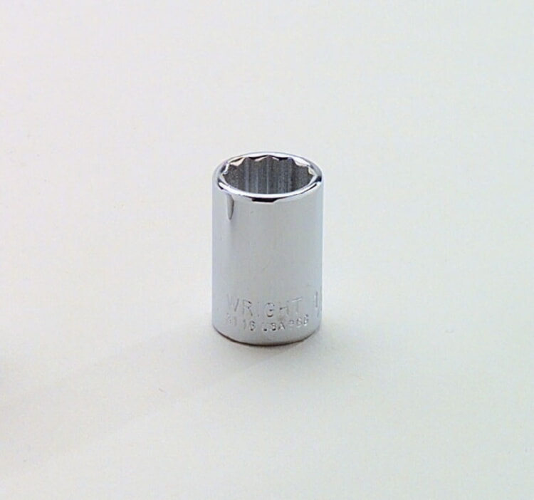 WRIGHT TOOL 3122 Standard Socket, 3/8 Inch Drive, 12 Point, 11/16 Inch Size | AX3FHQ