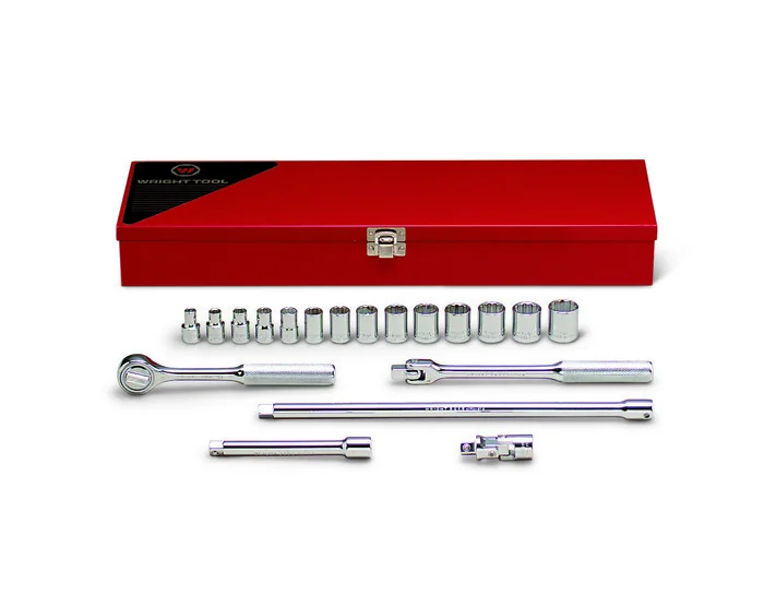 WRIGHT TOOL 364 Standard Metric Socket Set, 3/8 Inch Drive, 6 and 12 Point, Pack Of 19 | AX3EMB