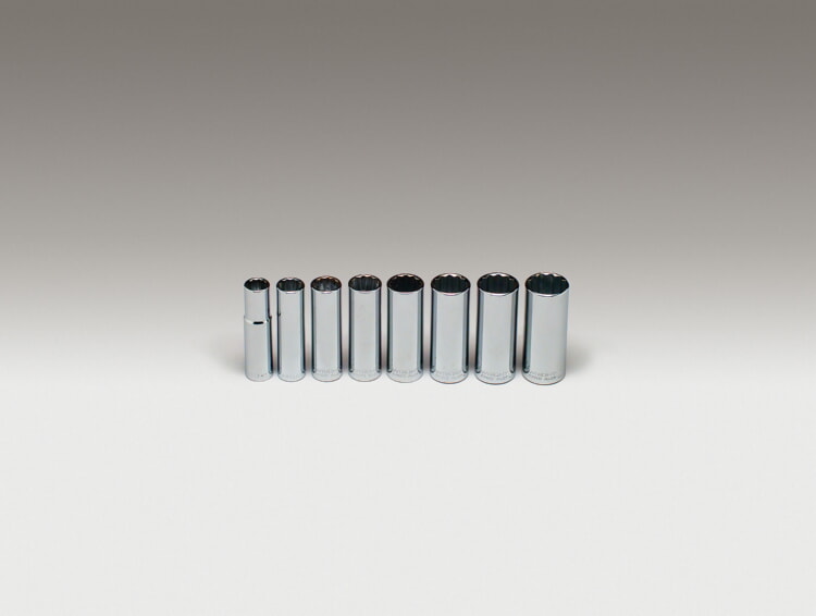 WRIGHT TOOL 409 Deep Socket Set, 1/2 Inch Drive, 12 Point, Pack Of 8 | AX3EMP