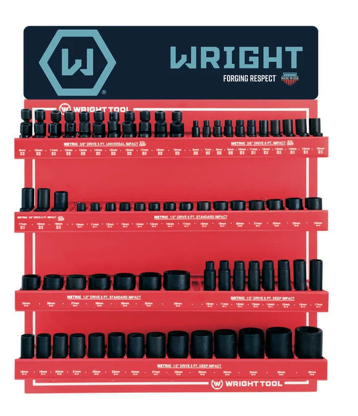 WRIGHT TOOL D959 Metric Standard & Deep Impact Socket Set, 3/8 Inch & 1/2 Inch Drive, Pack Of 94 | AX3JWX