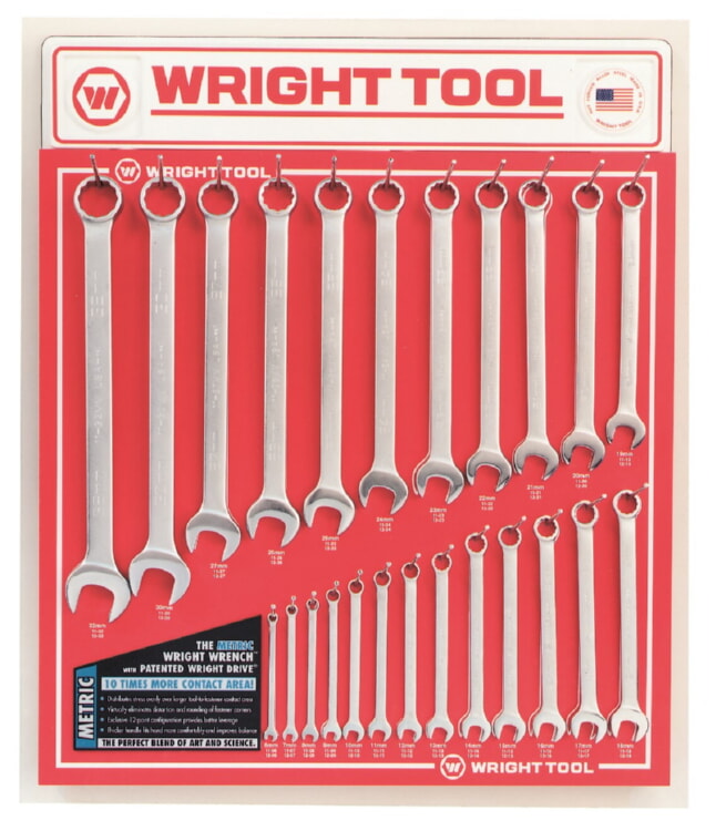 WRIGHT TOOL D980 Combination Wrench Set, Full Polished, Pack of 19 | AX3JXY