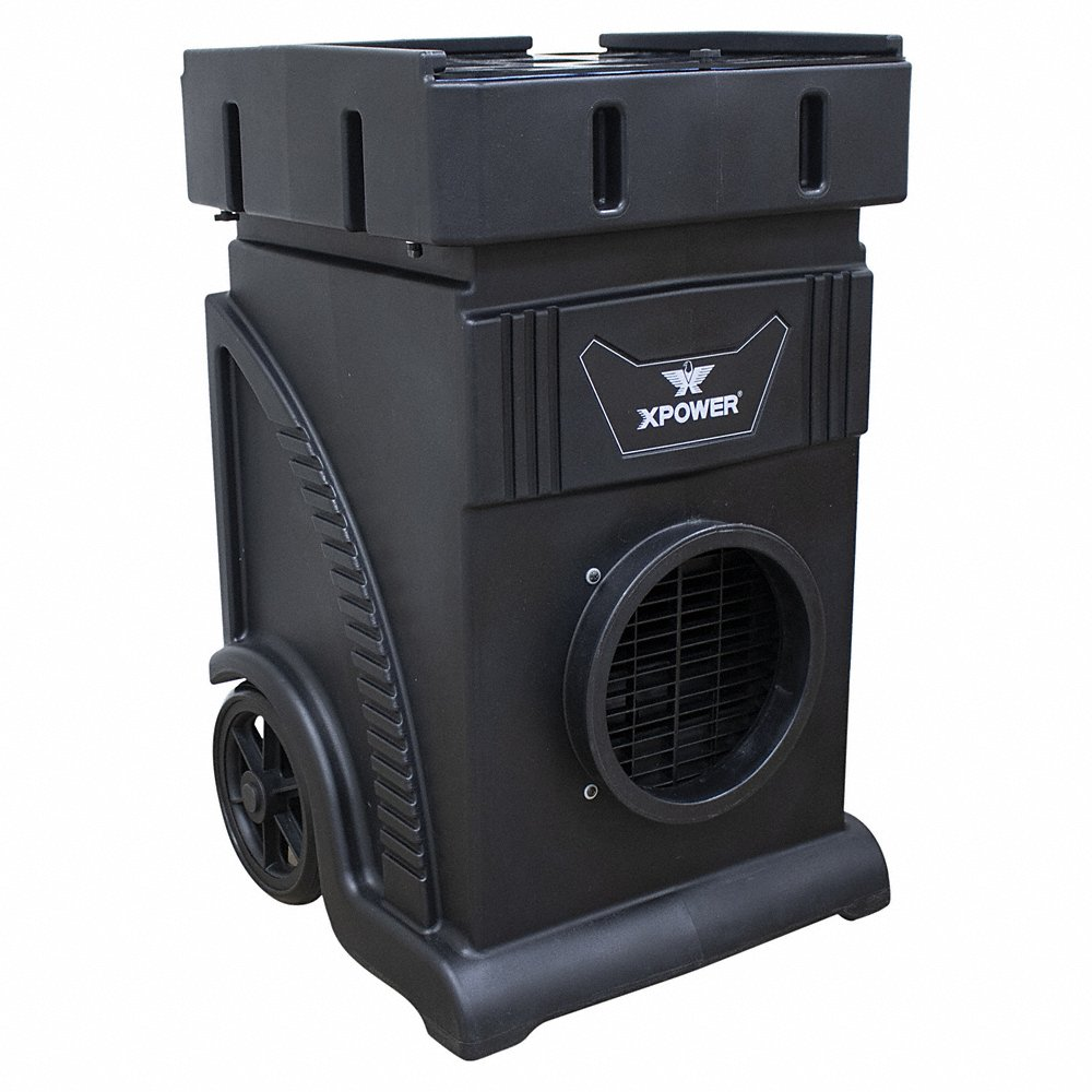 Negative Air Machine, Polyethylene, 600 CADR Rating, Filtration, Black