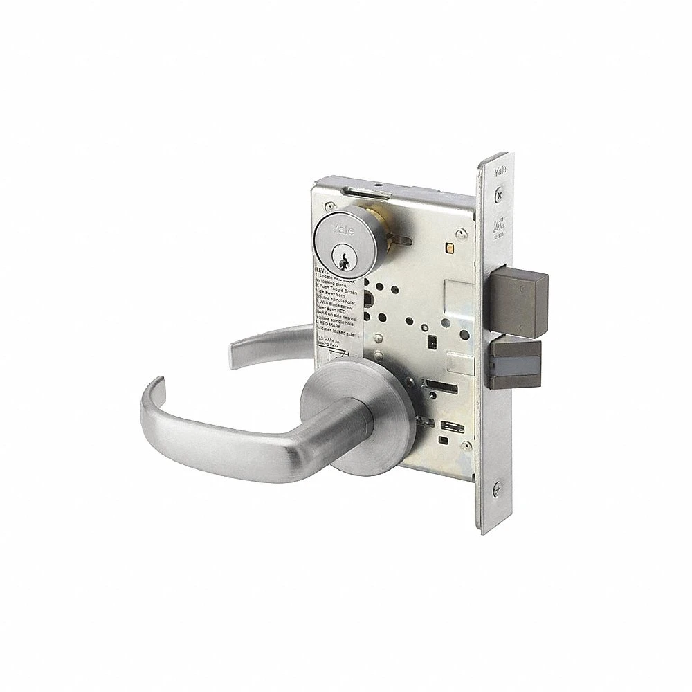YALE 8822FL PBR 626 RH LC Mortise Lockset, Grade 1, Satin Chrome, Not Keyed, Lever | CV3XHB 56HH97