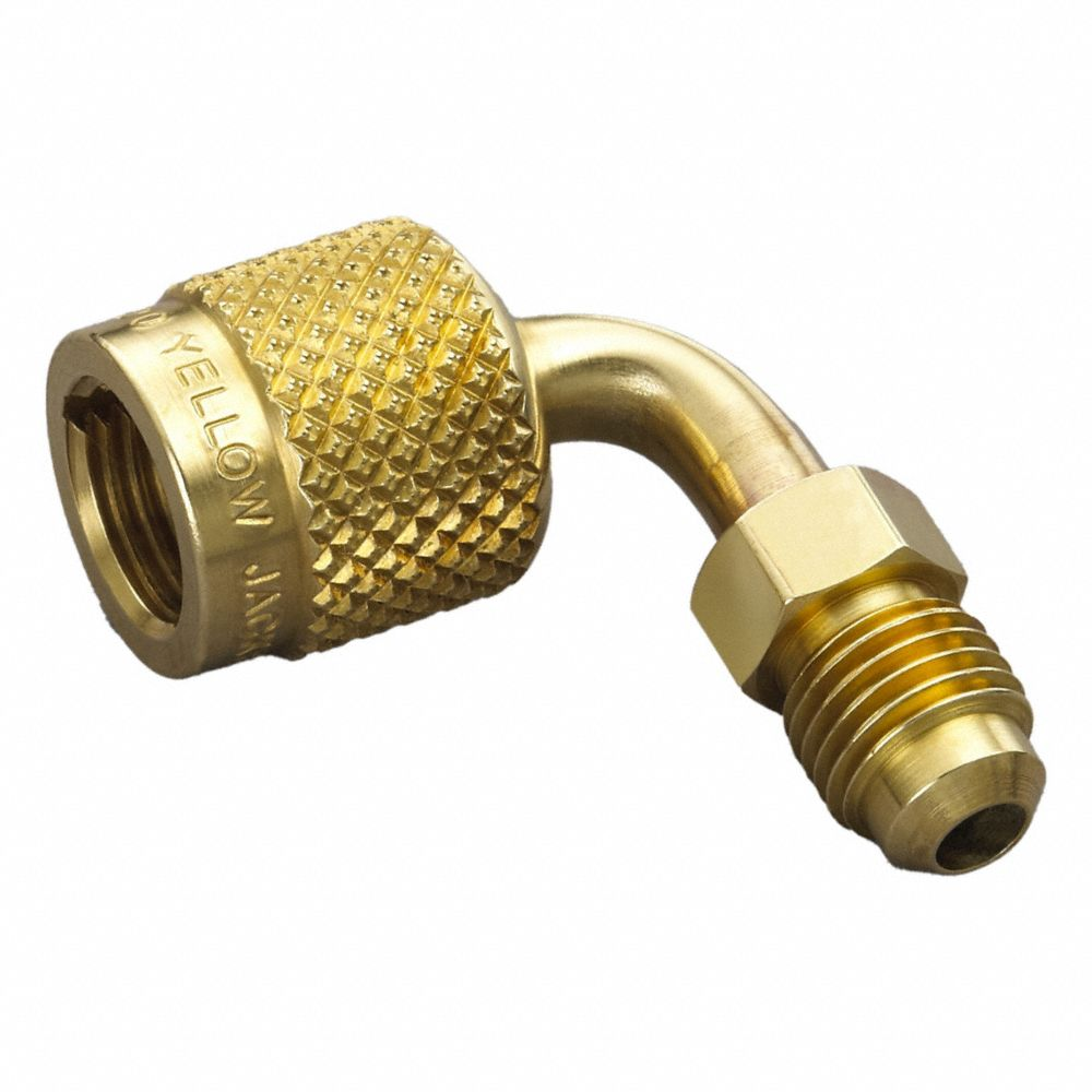 Adapter, 8 1/4 Inch Lg, 90 Deg Angle, Input 5/16 Inch QC, Output 1/4 Inch Male Flare