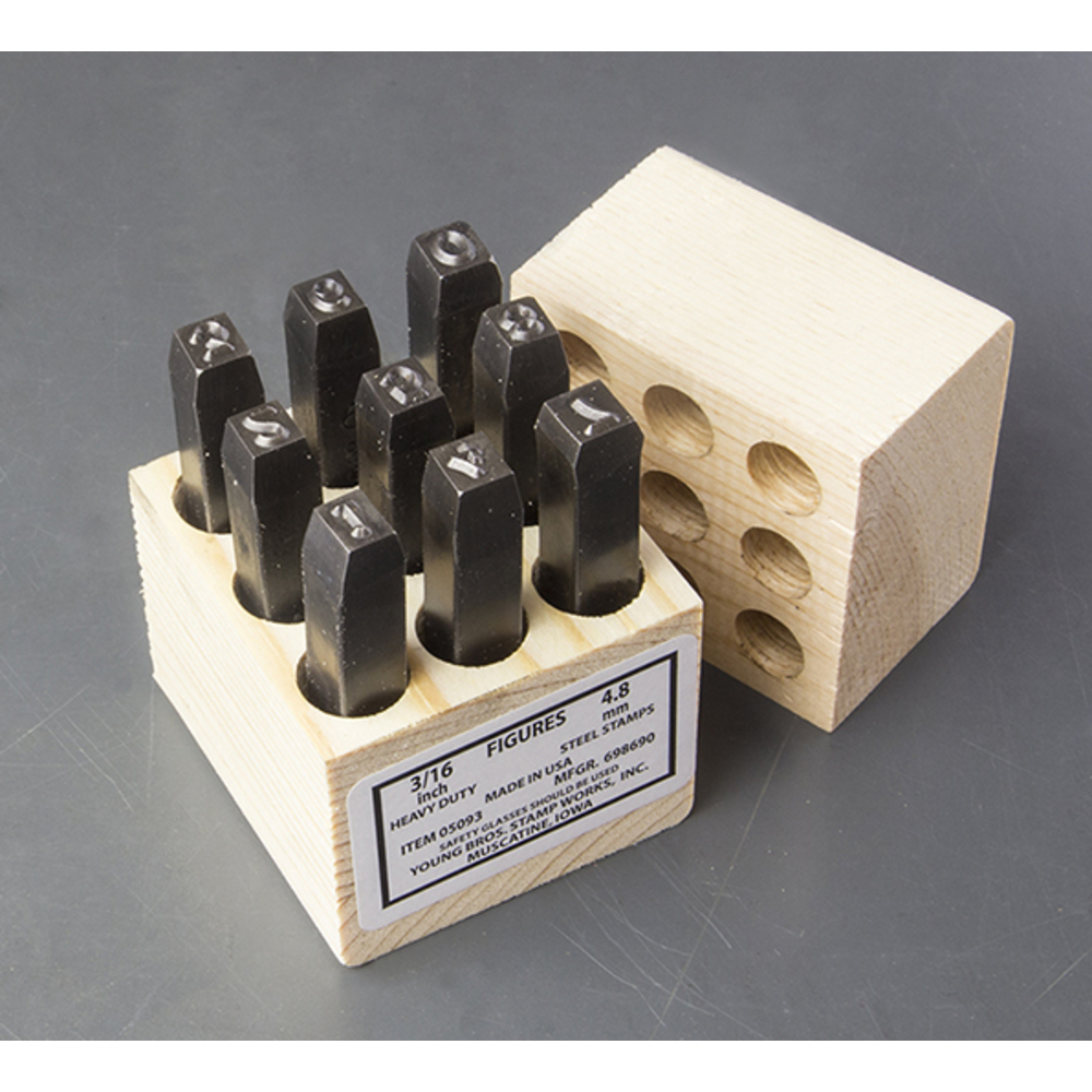 YOUNG BROS. STAMP WORKS 04093 Number Set, Steel, 5/32 Size | AJ6NFR