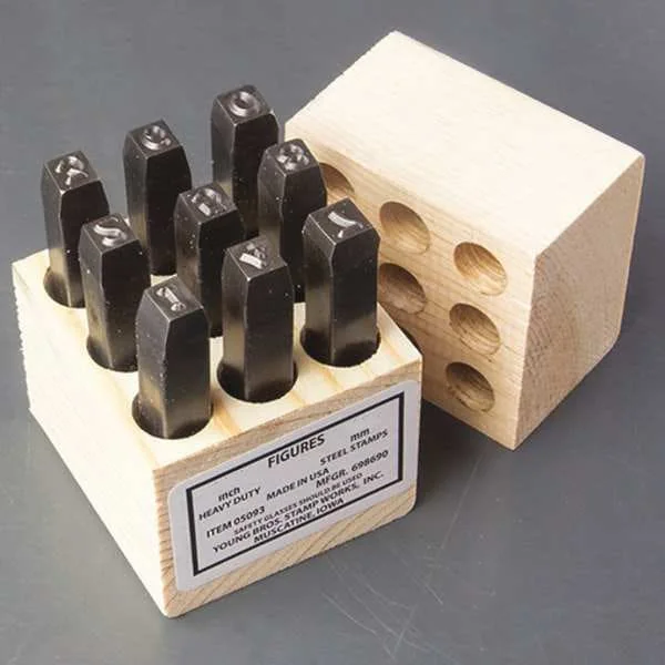 YOUNG BROS. STAMP WORKS 00093 Number Set, Steel, 1/32 Size | AJ6NFN