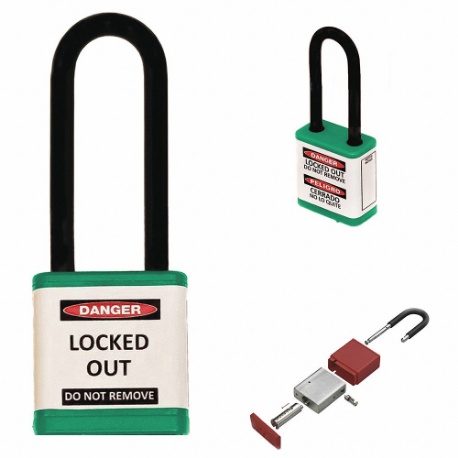 ZING 710KA-GREEN Lockout Padlock, Keyed Alike, Aluminum, Std Body Body Size, Hardened Steel, Extended | CV4HRT 55KD14