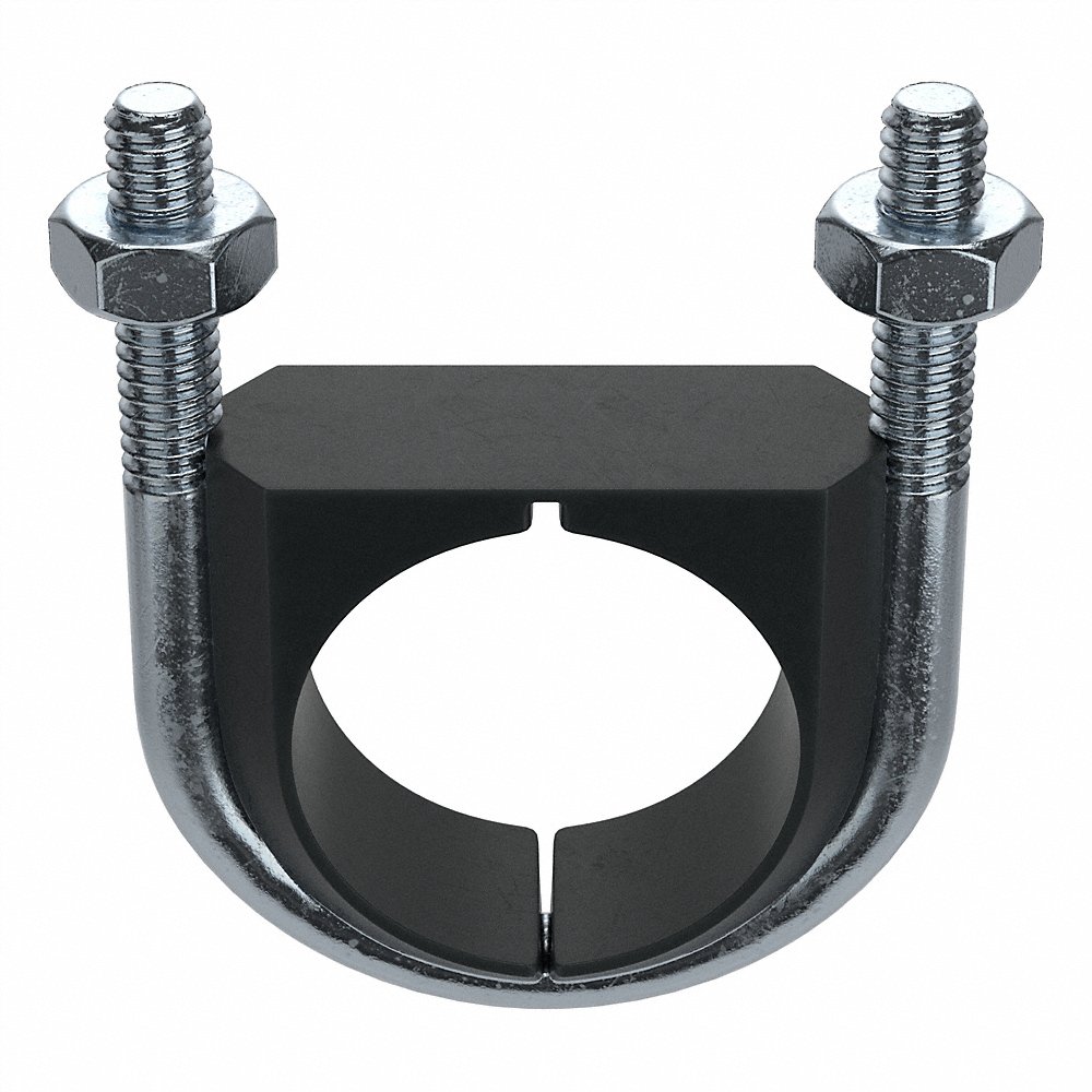 U Bolt, 1/4 In - 20 Thread Size, Vibration Damping, 1 39/64 In Inside Lg., Steel