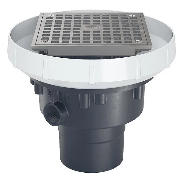 ZURN EZ-PV2-SS PVC Slab on Grade Floor Drain, 5 Inch Round Stainless-Steel Strainer | CV8NGK