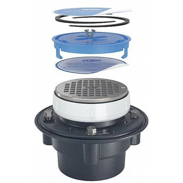 ZURN EZ1-PV2 Floor Drain, 5 Inch Round Nickel Bronze Strainer With 2 x 3 Inch Bottom Outlet | CV8NEK