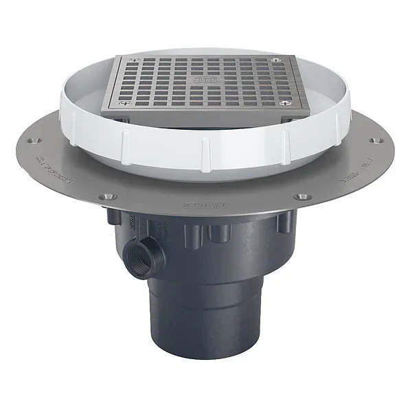 ZURN EZ2-PV3-SS Floor Drain, 5 Inch Stainless Steel Head With 3 x 4 Inch Bottom Outlet | CV8NFJ