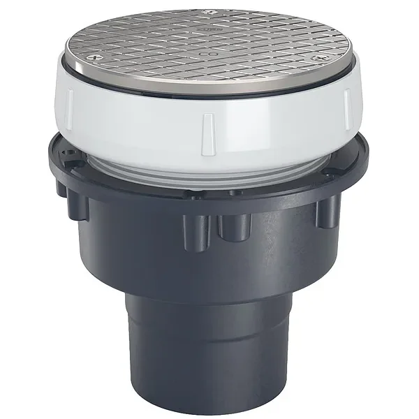 ZURN EZC-AB3-SS Floor Drain Cleanout, 5 Inch Round Stainless-Steel Head 3 x 4 Inch Solvent Weld Outlet | CV8NFR