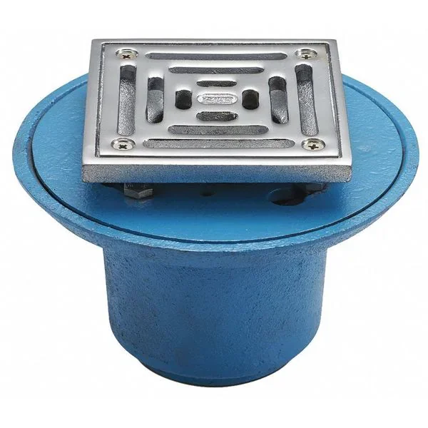 ZURN FD2254-NH2-CS4 Cast-Iron No-Hub Shower Drain With 4 3/16-Inch Square Chrome-Plated Top | CV8NGY