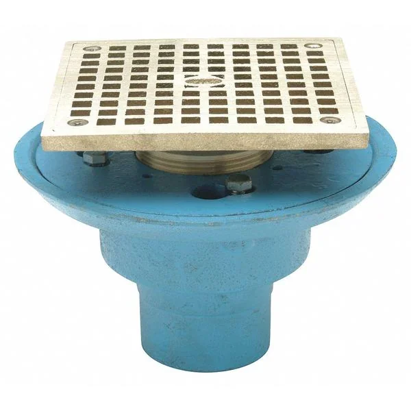ZURN FD2254-NH2-S5 Cast-Iron No-Hub Shower Drain With 5-Inch Square Nickel Bronze Top | CV8NGZ